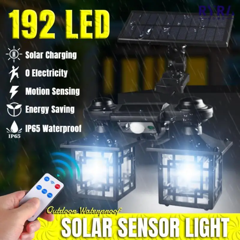 

Solar LED Lights 192LED IP65 Super Bright Solar Sensor Lamp Adjustable Head Wide Lighting Angle Flood Light With Remote Control