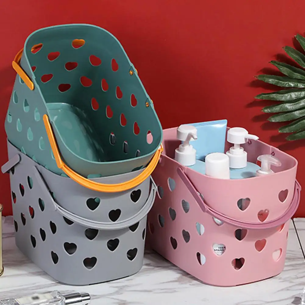 

Modern Bathroom Basket Reusable Bath Basket Folding Handles Portable Large Capacity Shower Caddy Tote Labor-saving