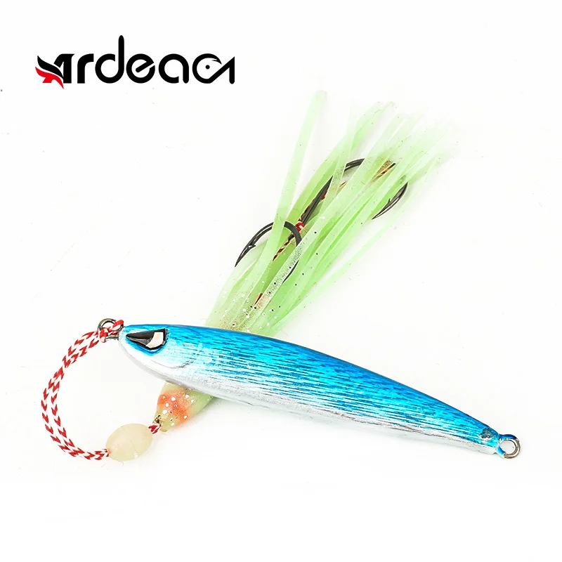 

Ardea Long Casting Metal Jig 62.5g With Silicone Luminous Squid Skirt Fishing Lure Sinking Bait Leurre Night fishing Tackle