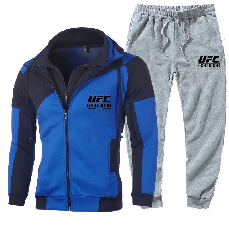 2023 New Fashion Sportswear Zipper Hooded Casual Sports Men's Mma Hooded Sportswear Men's Two Piece Sweatshirt+Sweatpants