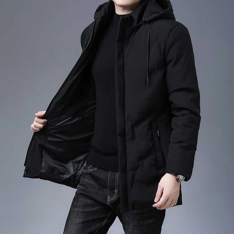 Top Quality New Brand Hooded Casual Fashion Long Thicken Outwear Parkas Jacket Men Winter Windbreaker Coats Men Clothing