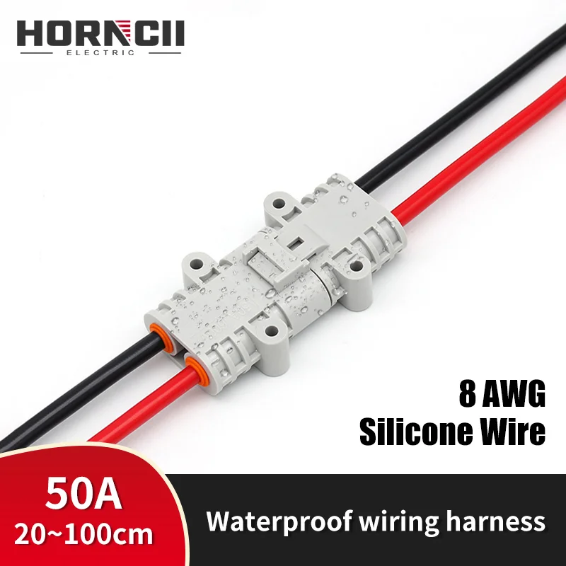 

50A Waterproof Wiring Harness Parking Air Conditioner Cable 600V 8AWG Silicone Wire With Outdoor Quick Anti-loose Connector