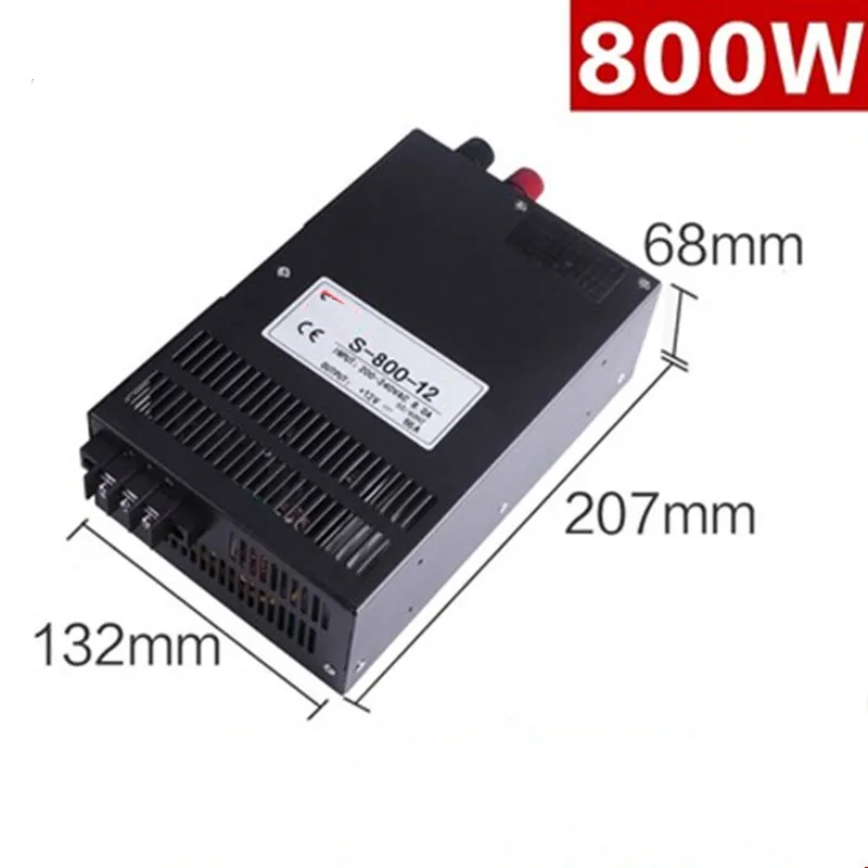 

1 шт., S-800 12 В, 24 В, 27 в, 48 В, 60 В, источник питания 15 В, 800 Вт, преобразователь источника питания переменного тока в постоянный ток, вход 110 В, выход 220 В