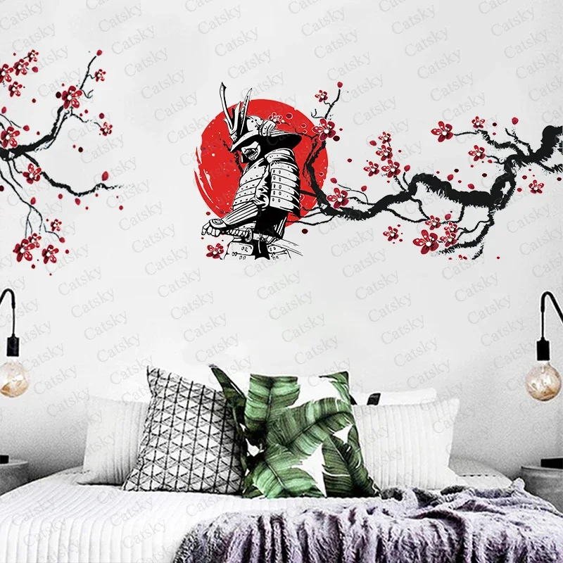 Наклейки на стену самурая Слива гейши для детской комнаты художественная