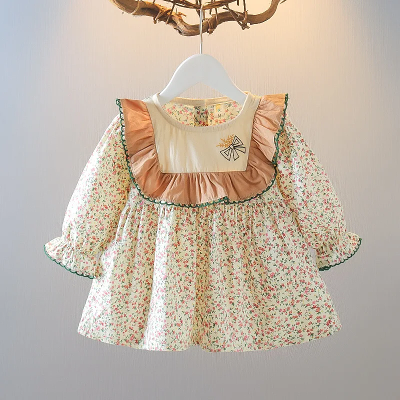 

Одежда для новорожденных девочек, Повседневное платье с длинным рукавом и принтом для девочек, одежда для малышей, платья на день рождения 1 ...