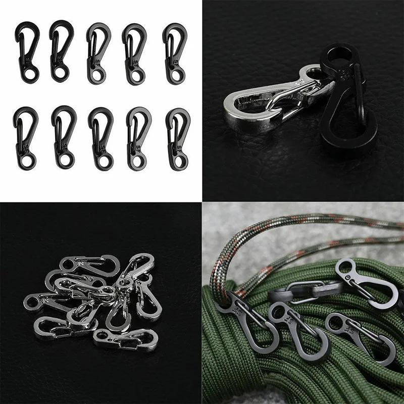 

Stainless Steel Carabiner Key chain Buckle Traveling Lightweight 10Pcs Snap Spring Clip Camping Outdoor Useful