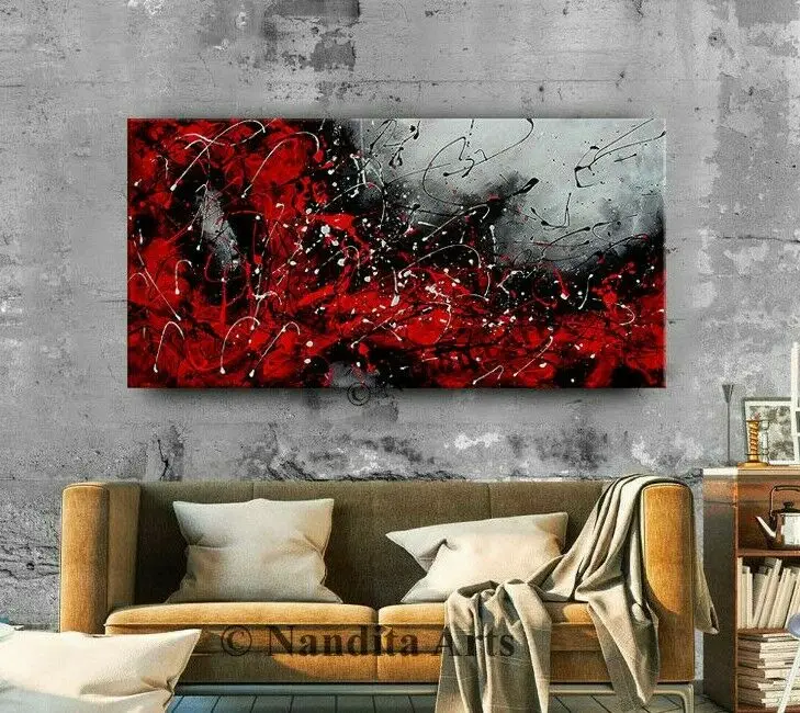Jackson Pollock художественное оформление-красный цвет-настенная живопись на холсте