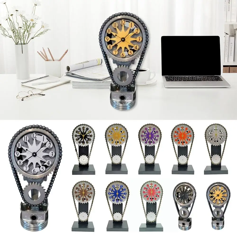 

Часы с металлической цепью, винтажные механические настольные часы с вращающимся механизмом, украшение для дома