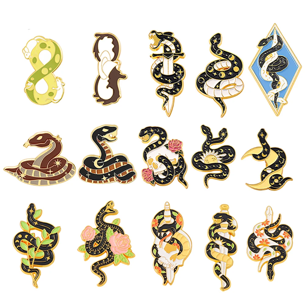 

Snake Pin Animal Pin Around Black White Snake Rainbow Wings Snake Backpack Clothing Accessories Alloy Enamel Lapel Pins Brooches