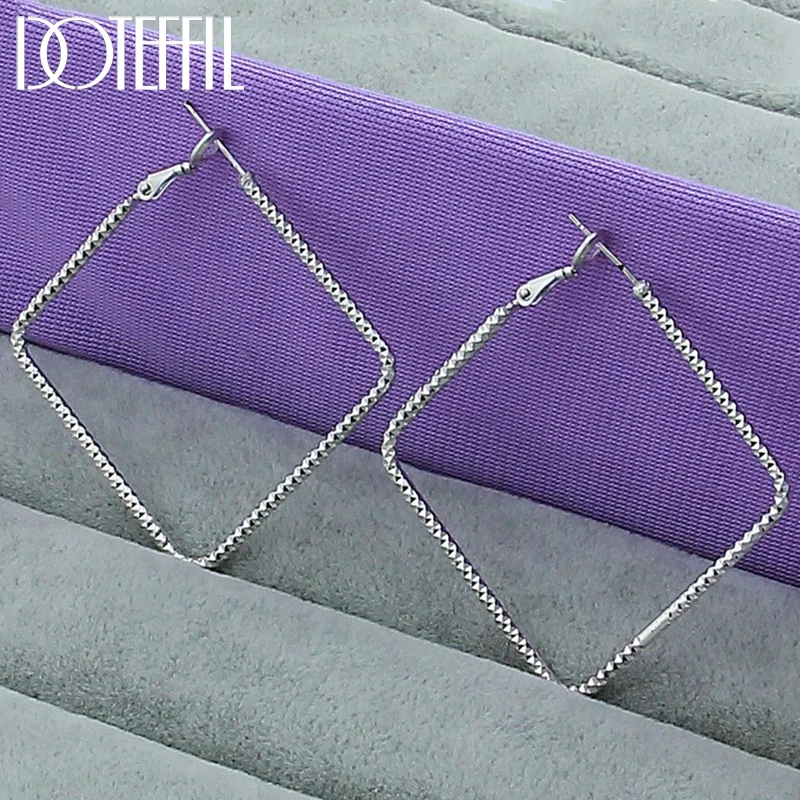 

DOTEFFIL 925 Sterling Silver Simple Square Hoop Earrings Earrings For Women Wedding Engagement Jewelry