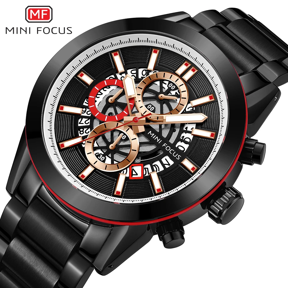 

MINIFOCUS Quartz Business Stainless Steel Male Clock Luxury Top Brand Waterproof Multifunction Wrist Watch for Mens reloj hombre