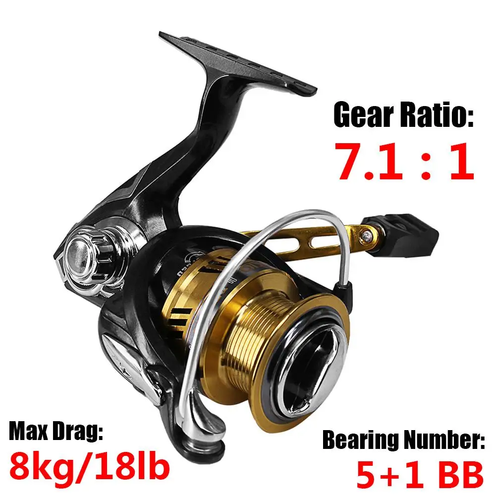 

Fishing Reel Gear Ratio 7.1:1 Ultra Smooth Metal Coil High Speed Spinning Fishing Reel Fishing Tackle