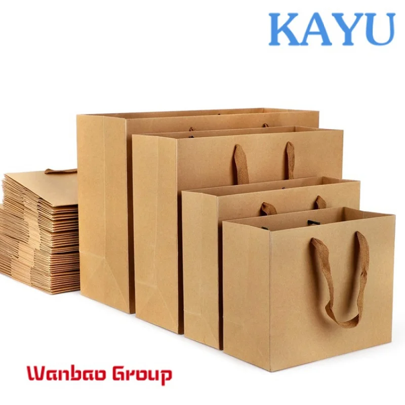 Custom Cheapest Shopping Packing Bags Craft Kraft Brown Thank You Paper Bags with Handles
