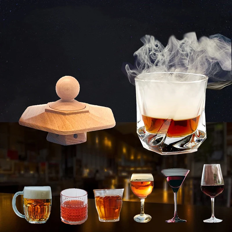 

Cocktail Smoked Wood Lid Set Hexagon Smoked Cover Beech Round 6 Flavors Fruit Sawdust Smoker For Whiskey Drink Old Smoked Gift