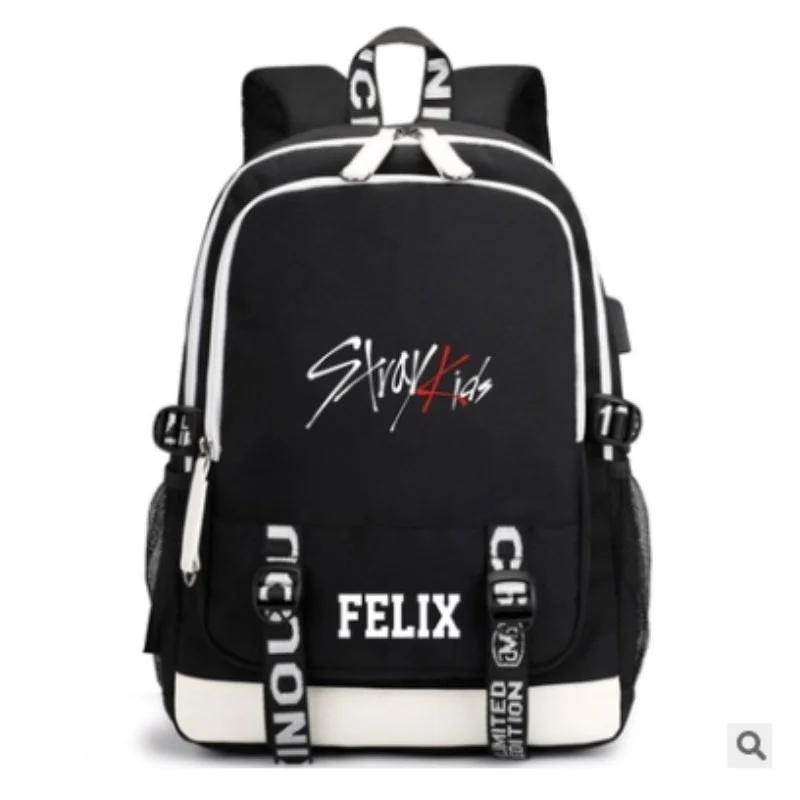 

Koop Star Korean Stray Kids Waterproof Schoolbag USB Laptop Backpack Unisex Travel Bag Kpop Stray Kids