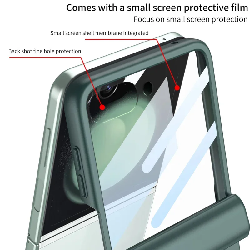 Фото Чехол для Samsung Galaxy Z Flip 6, магнитный шарнир, все включено, противоударная задняя стеклянная пленка, матовая крышка для Galaxy Z flip7 6 5, чехол №4