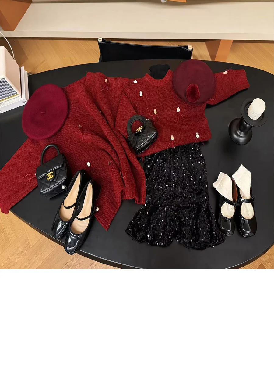 Одинаковый свитер для всей семьи осенне-весенний детей девочек и мальчиков