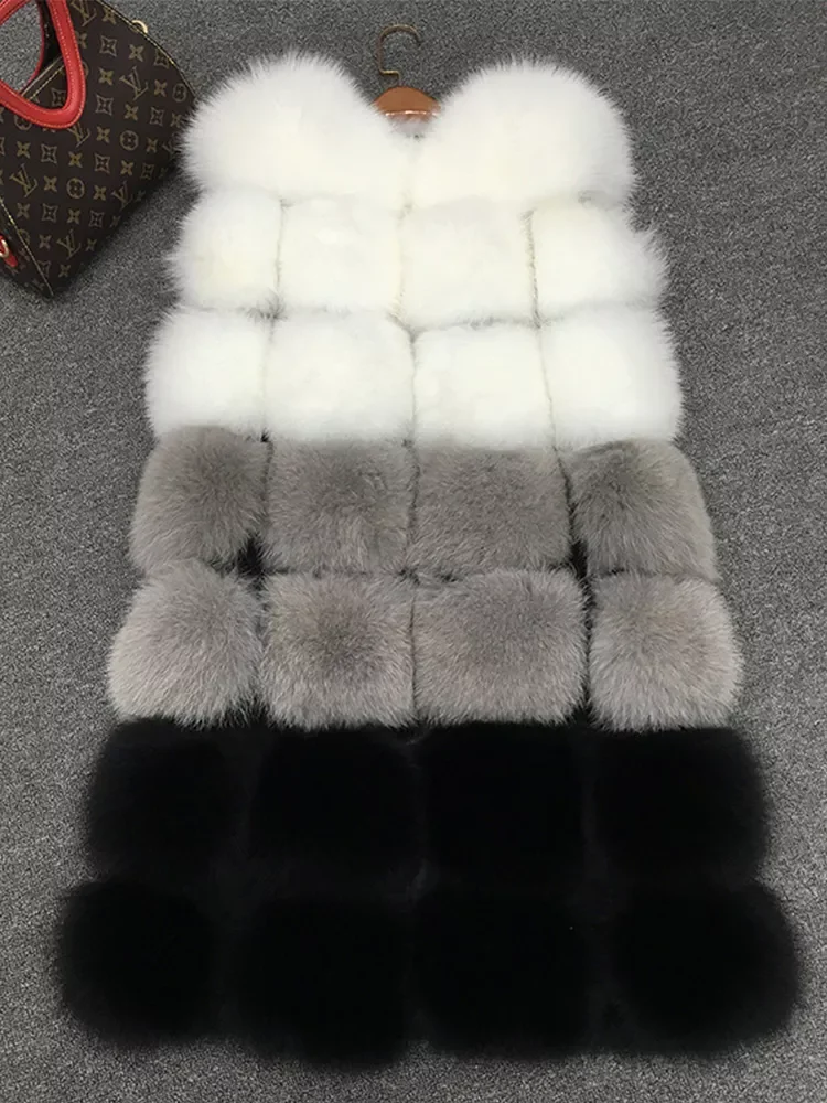 New in Hot New Faux Fur Vest Coat Winter Sleeveless Jacket Women Fake Fur Patchwork Color Thick Outwear Female Faux Fur Vest y2k
