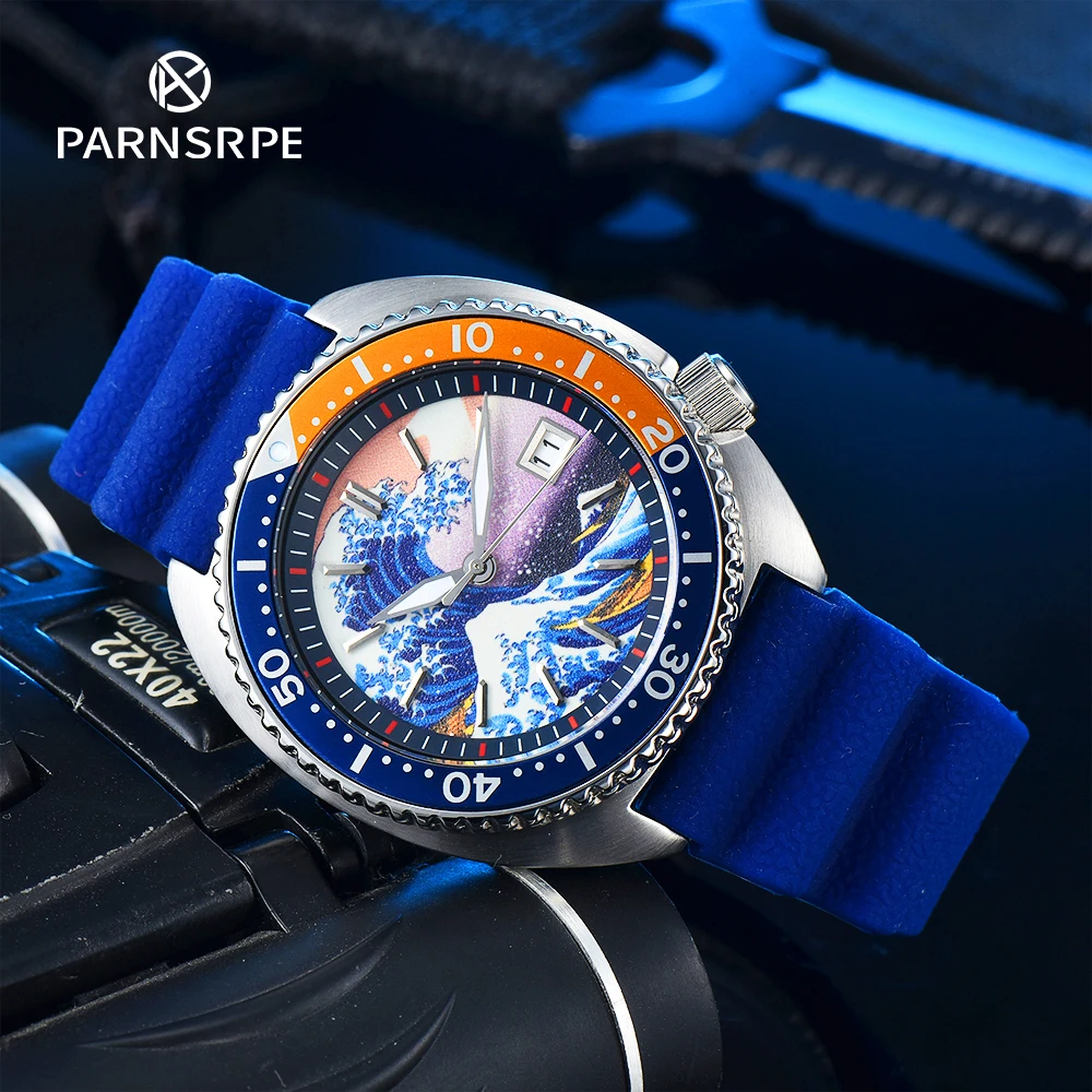 

PARNSRPE Big Abalone Men's Automatic Mechanical Watch Japan NH35 Movement Aseptic Ultra Bright Full Luminous Dial Date Indicator