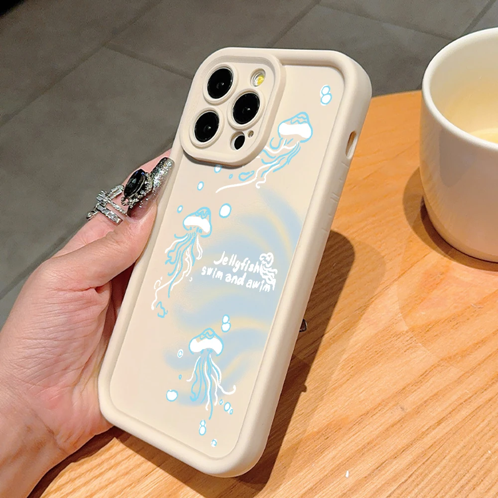 Мягкий чехол для телефона Samsung Galaxy Note 20 S24 S25 S23 S26 Plus S24 S23 FE S26 S24 S25 S23 Ultra с изображением сине-белой медузы (art.: 3920db351de7d) - 3920db351de7d