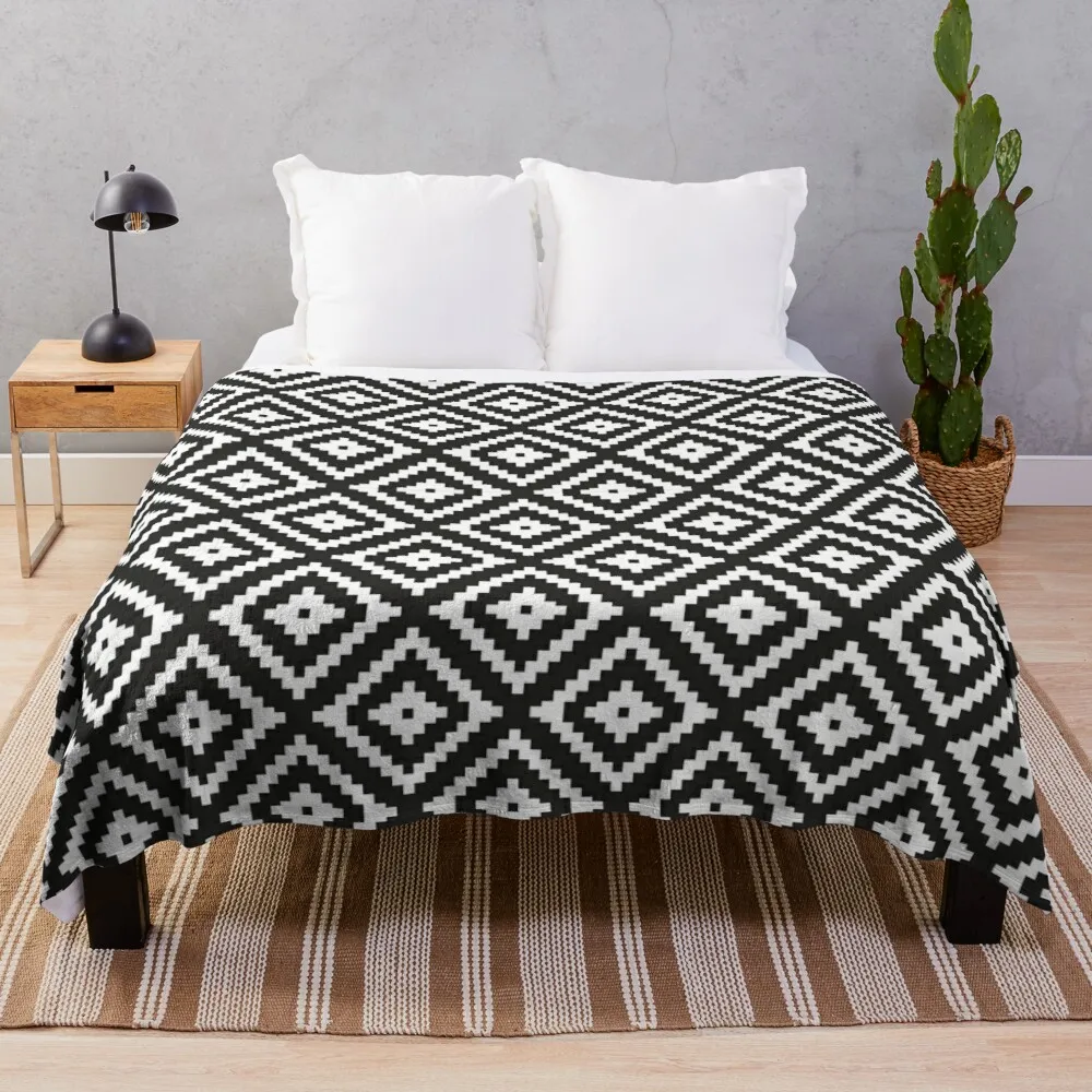 

Aztec - White on Black Throw Blanket beautiful blankets moving blanket flannels crochet blankets