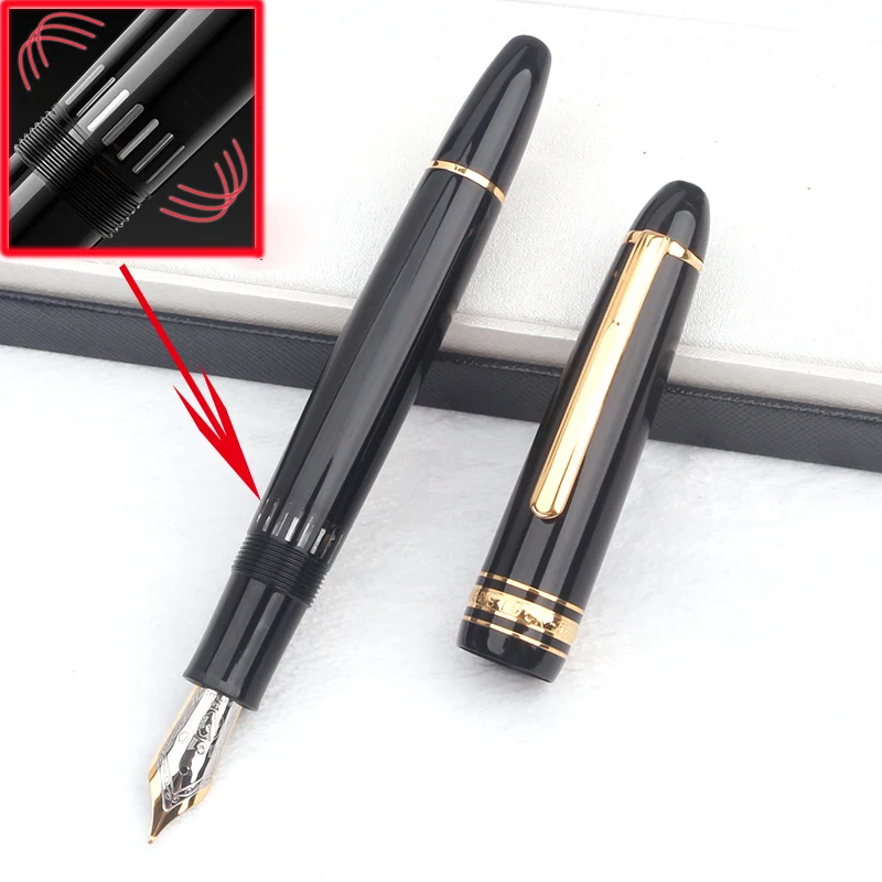 

New MB 149 Piston Fountain Pen Gold Trim Monte Black Rollerball Office Stationery Blance Calligraphy Ink Pen with View Window