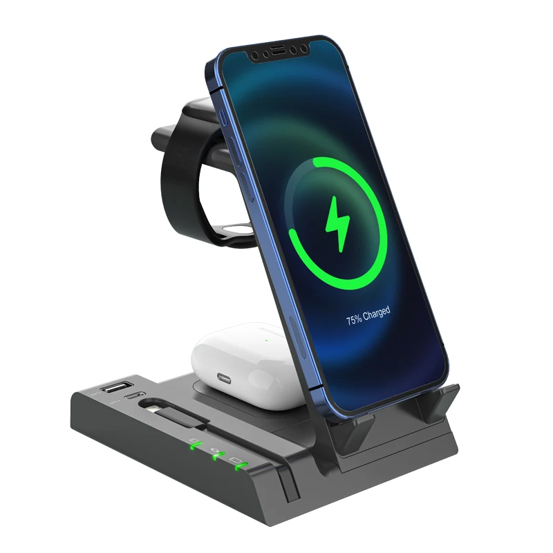 

Wireless Charger 6 in 1 Charging Station with 2 USB Ports for iPhone 14 13 12 11 Series/XS