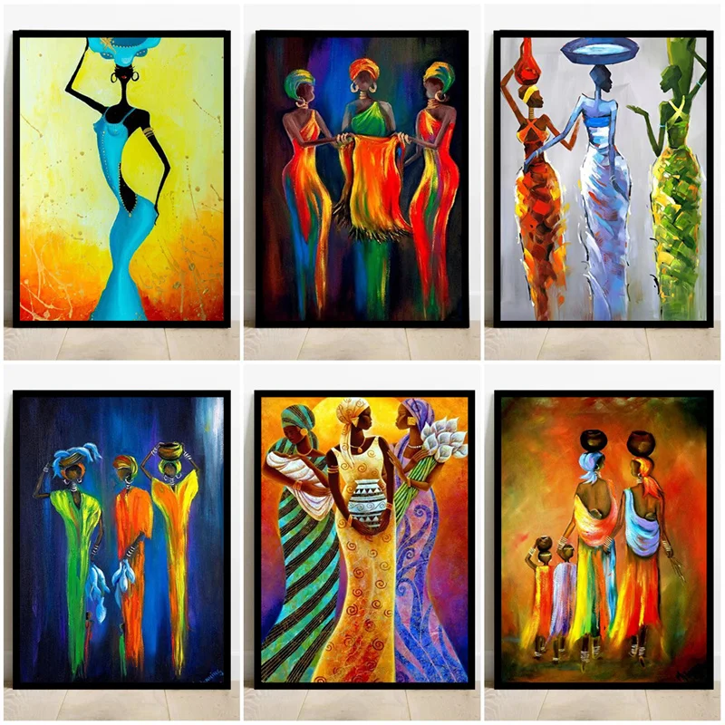 

Красочная Африканская женщина плакаты портреты принты скандинавский холст настенное искусство картина домашний декор квадратные скандин...