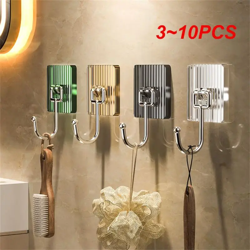 

3~10PCS Hangers Transparent Acrylic Adhesive Hook Removable Multi-functional Non-marking Adhesive Hook Clothing & Wardrobe