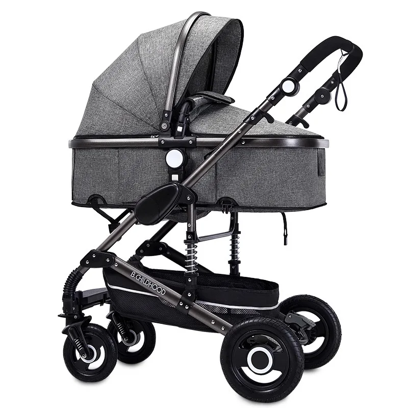 Newborn lightweight folding basket-type safety seat baby stroller three-in-one high landscape can sit and lie on lathe dual-use