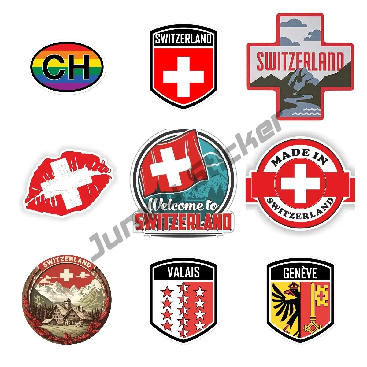 Швейцария с флагом наклейка CH страна код Винил Светоотражающая наклейка Немецкий дом гордость путешествия автомобиль грузовик овальное украшение