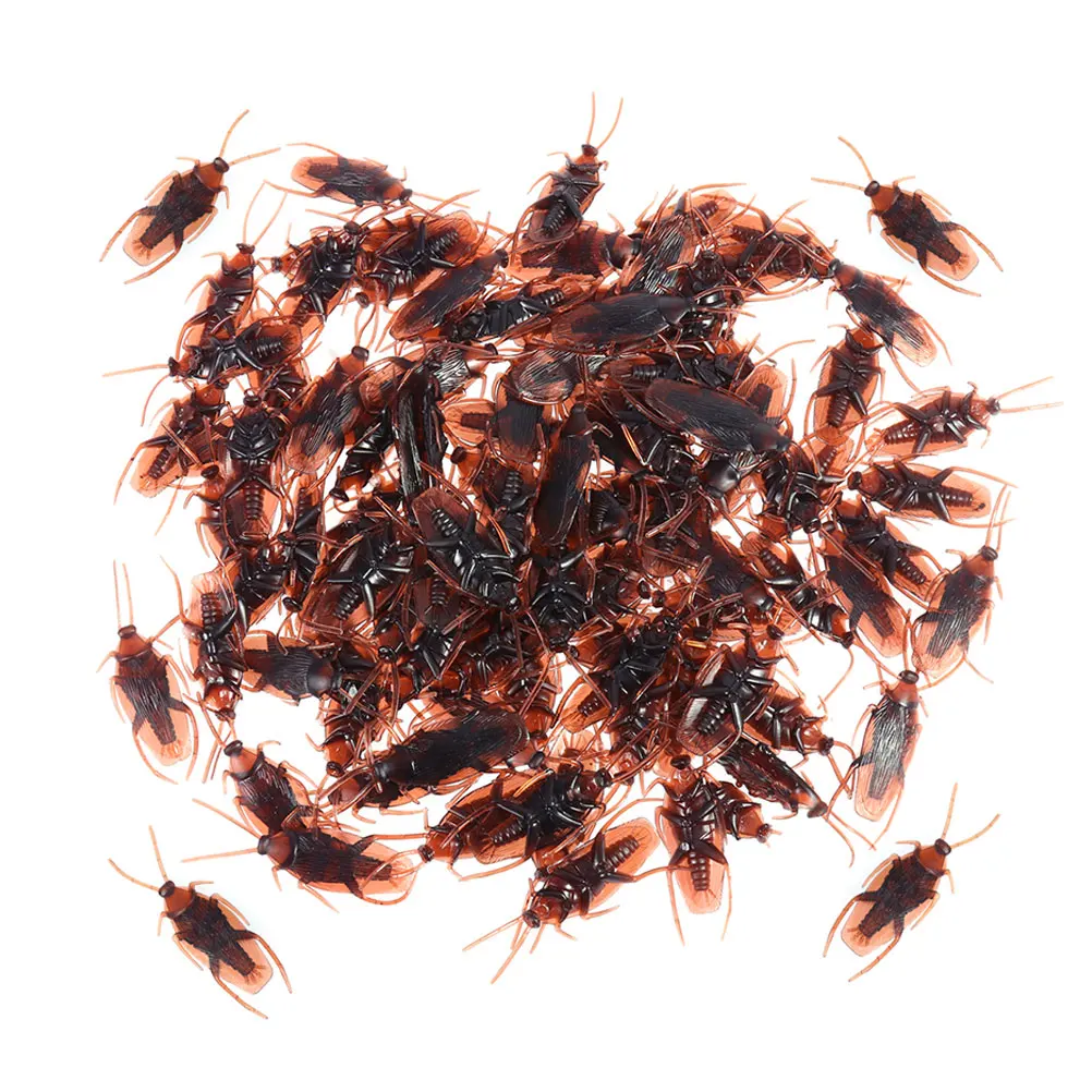 100/120pcs Simulation Fake Cockroach Plastic Insect Roach Bugs Lifelike Model Halloween Trick Joke Toys Prank Props