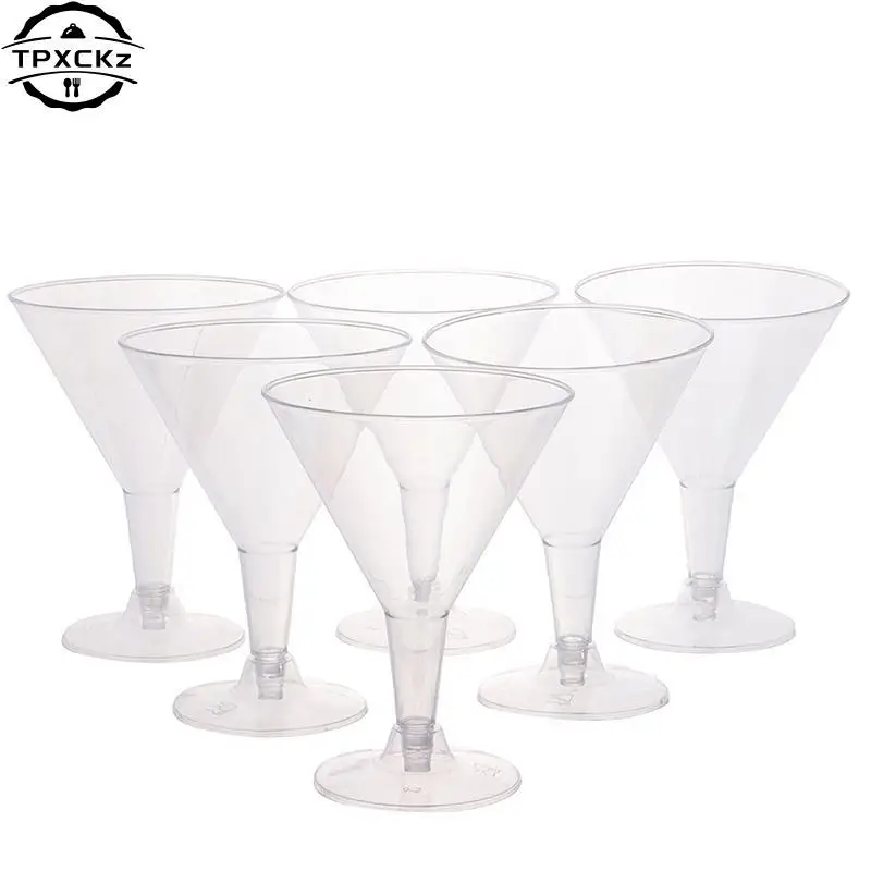 

6Pcs 7OZ 200ML Disposable Cocktail Glass Mini Wine Glass Plastic Party Drinkware Tasting Cup for Dinner Barbecue Buffet Ball