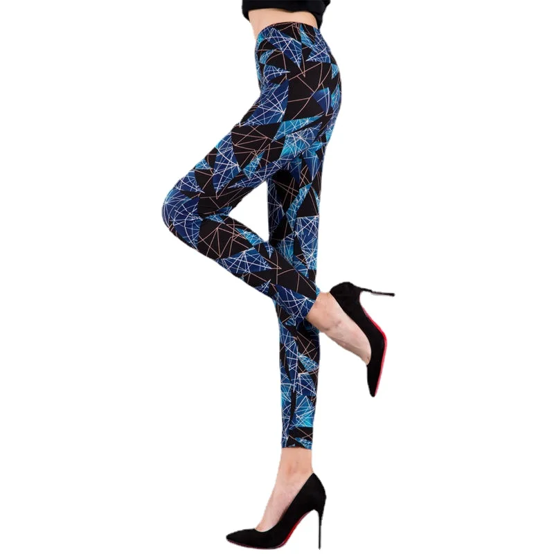 Black White Pants Striped Elastic Trousers Print Fitness Leggings Women's Sporting Workout Leggins Pencil Pants Push Up Leggings