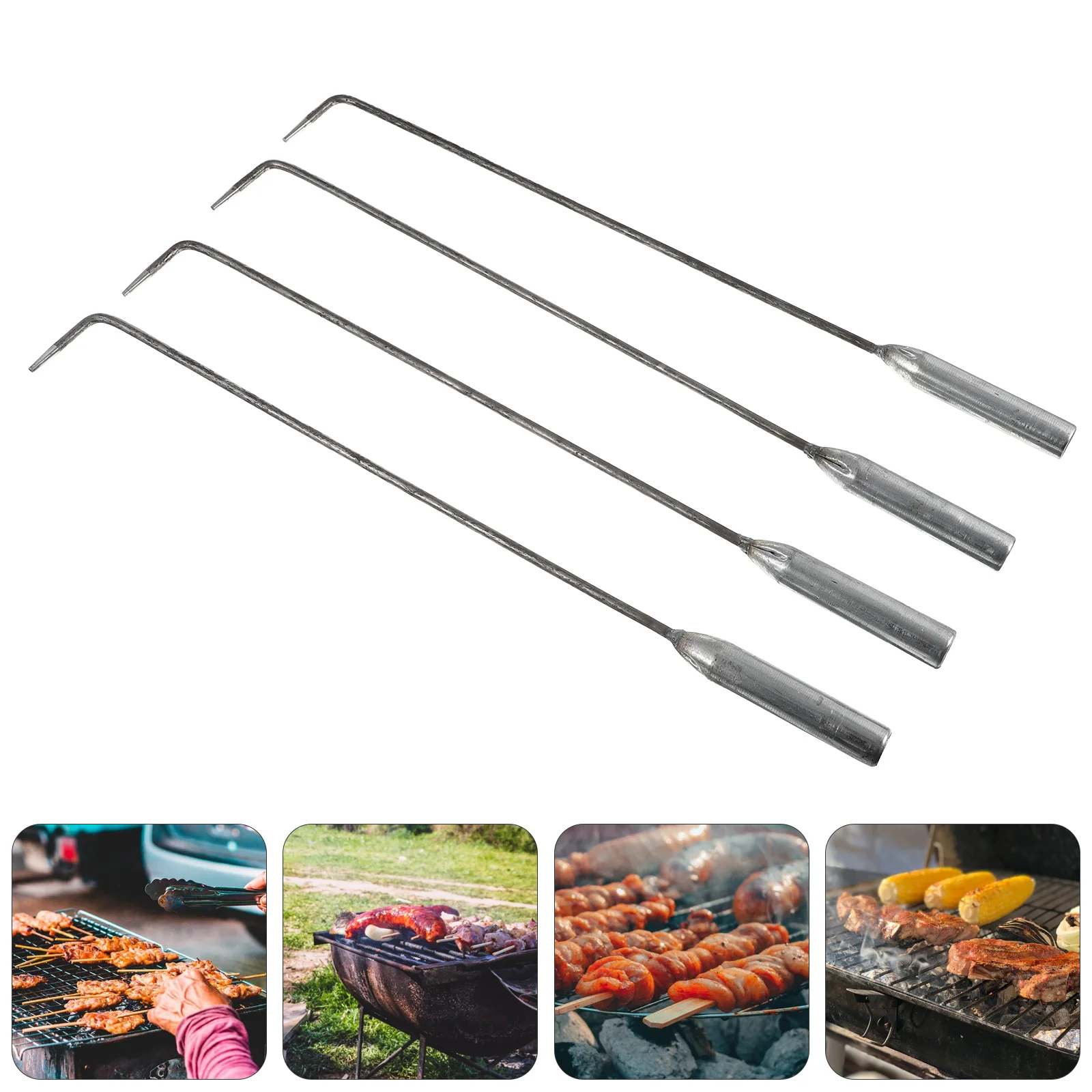 

4 Pcs Ash Tool Poker Grilling Tools Iron Fireplace Poker Tools Grilling Accessories Stove Fire Hook Super Ash Removal Tool