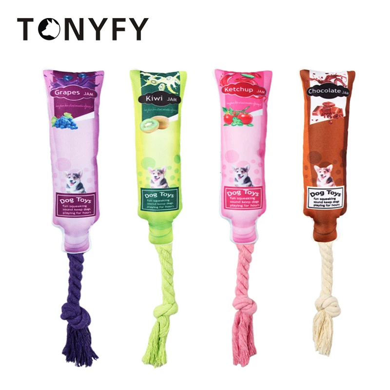 

Pet Dog Jam Toys Squeaky Sound Cats Soft Bite Resistant Puppy Molar Rope Cleaning Teeth Funny Interactive Game Jam Shape Toy