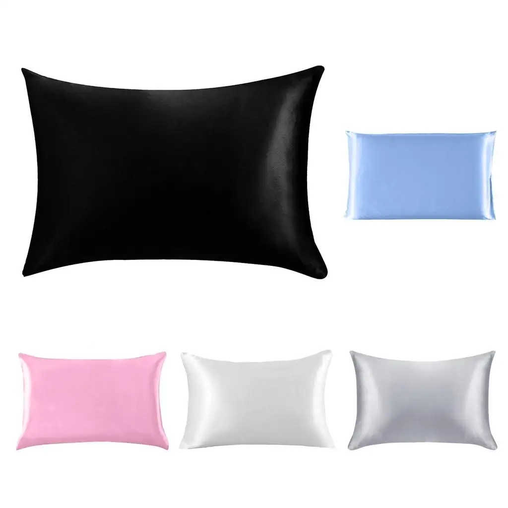 

Solid Color Satin Faux Silk Pillow Case United States standard 20x26inch
