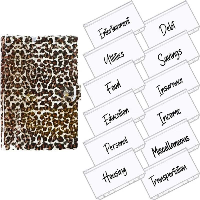 

A6 Binder Cover 12 Clear Binder Pockets And 12 Envelope Labels, Budget Binder 6 Ring Budget Saving Planner Organizer