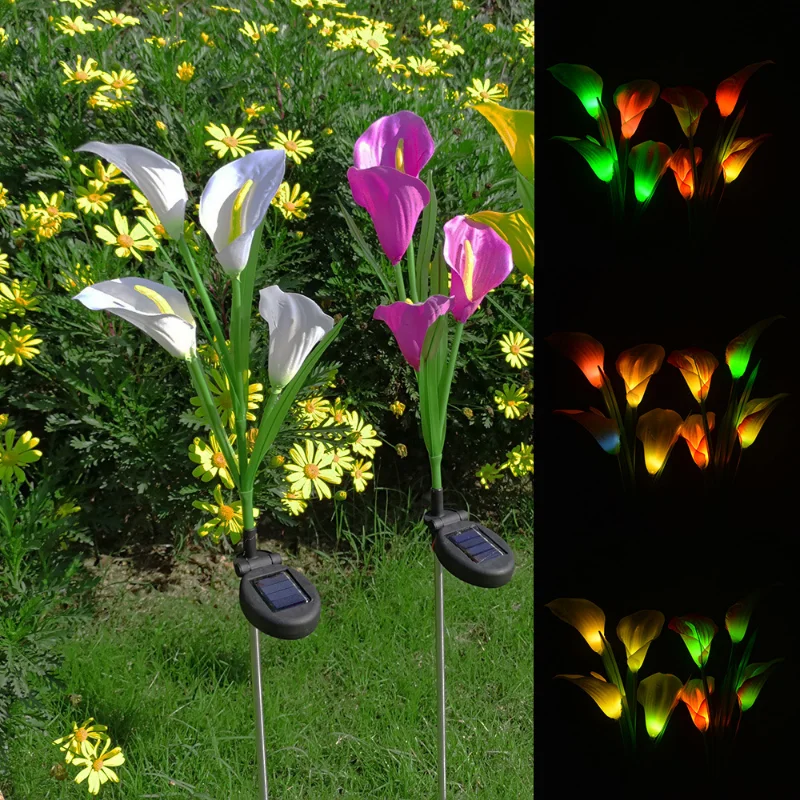

Outdoor LED Solar Light Lily Artificial Flower Garden Light Waterproof Decorative Lamp Solar Powered Yard Lawn Pathway Wedding