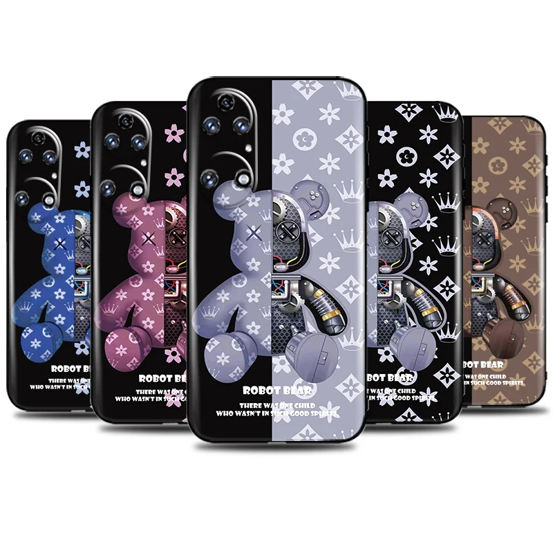 

Luxury Mechanical Bear Phone Case For Huawei P50 P40 P30 P20 P10 Pro Lite P Smart Z 2021 Soft TPU Back Silicone Cover Coque