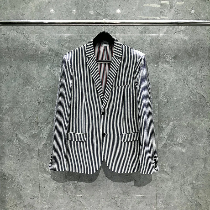 

TB THOM Male Suit Fashion Zebra-striped England Design Formal Blazers Famous Fashion Smart Causal Office Men's Jackets