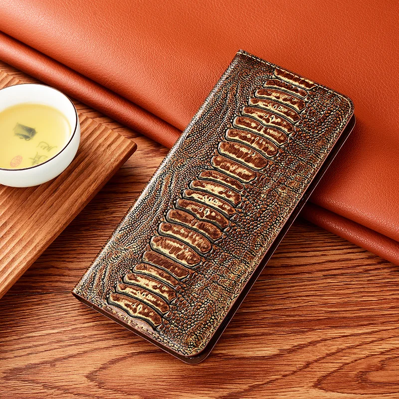 

Cowhide Magnetic Flip Phone Case For Nokia 1 2 3 5 6 7 8 9 Plus Sirocco Ostrich Veins Genuine Leather Cover