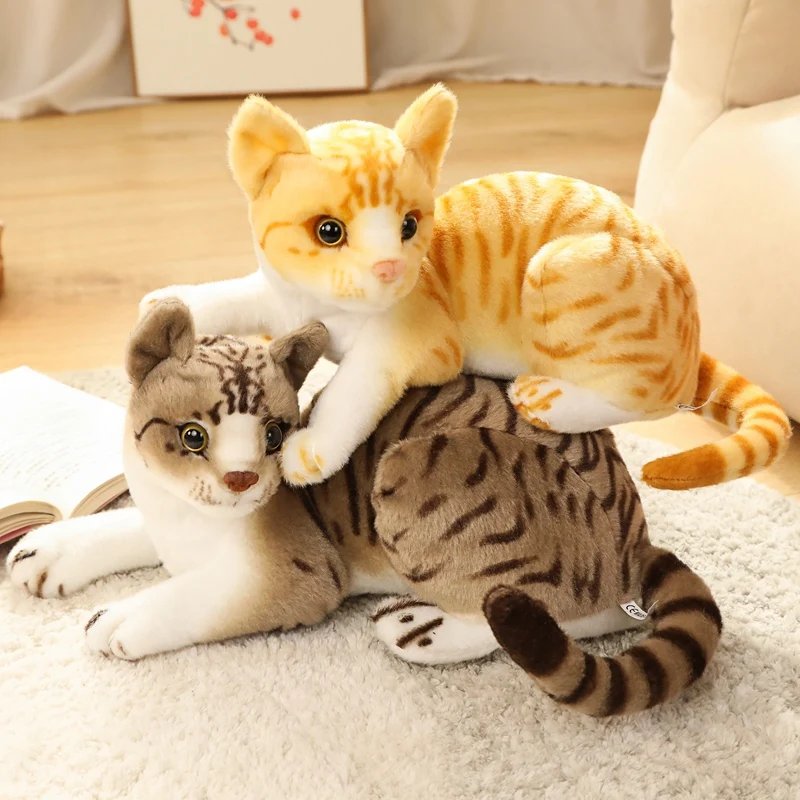 

Lovely 27-40cm Simulation Pillow Cat Plush Toys Realistic Animal Pet Doll Children Home Decor Holiday Christmas Gift for Kids