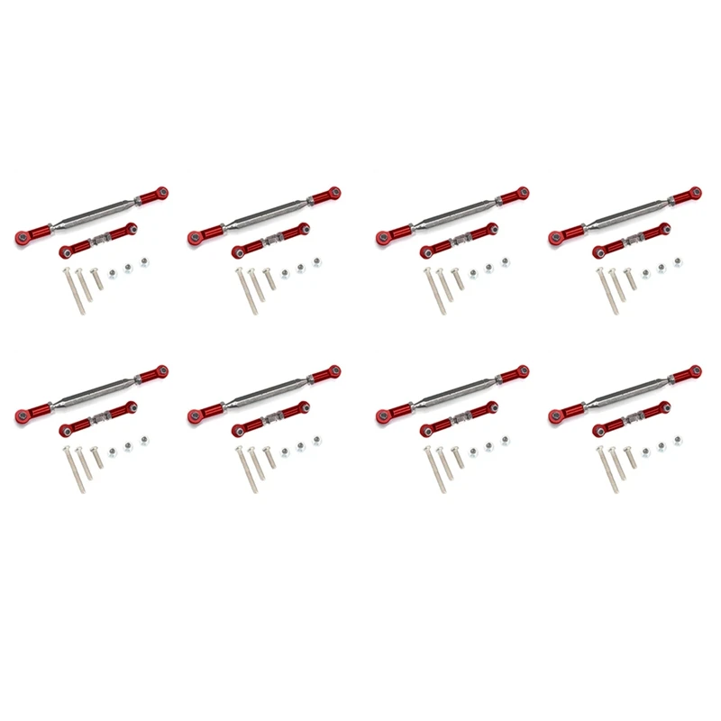 

8X Metal Adjustable Steering Linkage Servo Link Pull Rod Turnbuckle For MN D90 D99 MN-90 FJ-45 1/12 RC Car Crawler,Red