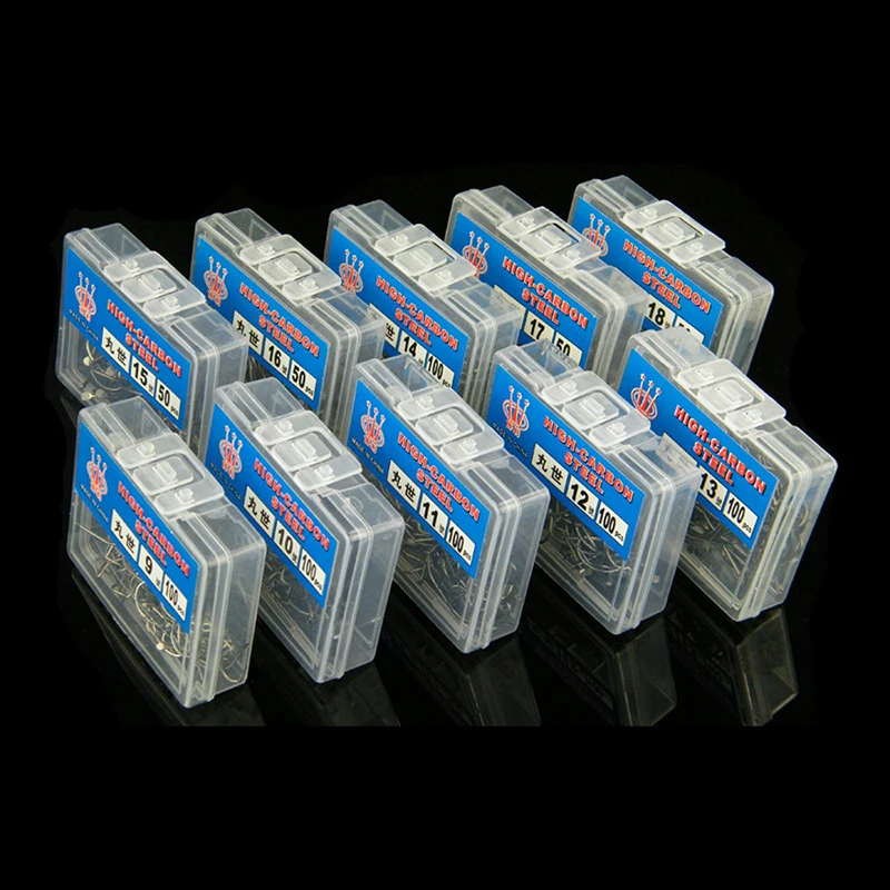 Рыболовные крючки Marushi в 100 коробках с кривым ртом и острыми шипами из черной