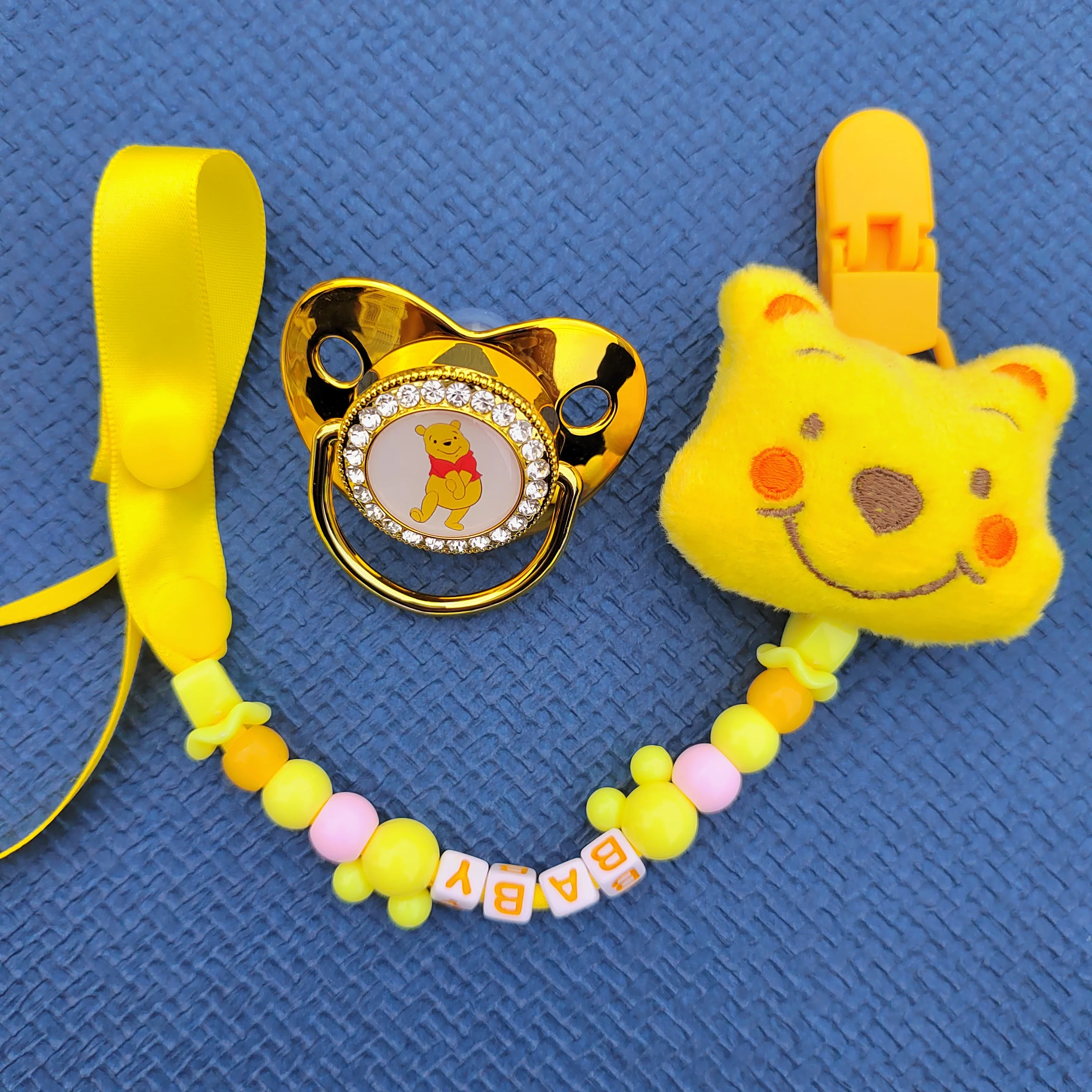 

Yellow Bear Plush Zawieszka Do Smoczka for Newborn Feeder Stuff Accessories Infant Memories Helper Chupeteors Attache Tetine