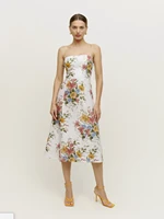 vintage floral print sleeveless fashion womens split spaghetti strap dress casual