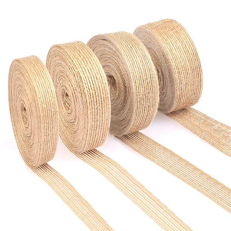 

5M/Roll Jute Hessian Linen Ribbon Wedding Christmas Party Decorations DIY Festival Gift Ribbons Packing Wrapping Bow Packing