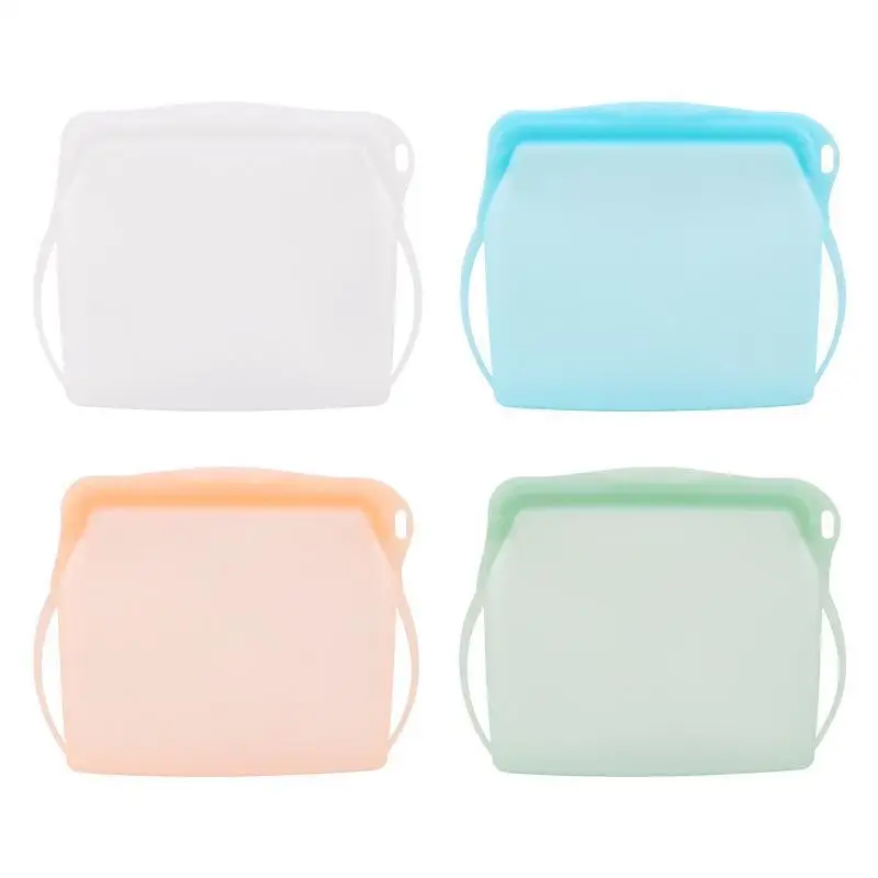 

1000ml Stand Up Reusable Freezer Bags Leakproof Silicone Preservation Bag For Fruits Vegetables Sandwich Lunch Breakfast