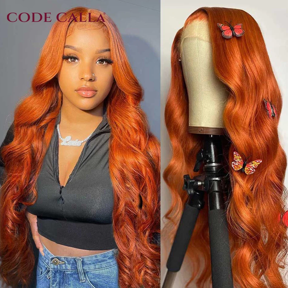 Orange Ginger Color 13x4 Lace Front Wigs Baby Hair Indian Remy Hair Body Wave Human Hair Wig 4x4 Glueless Lace Wigs for Women